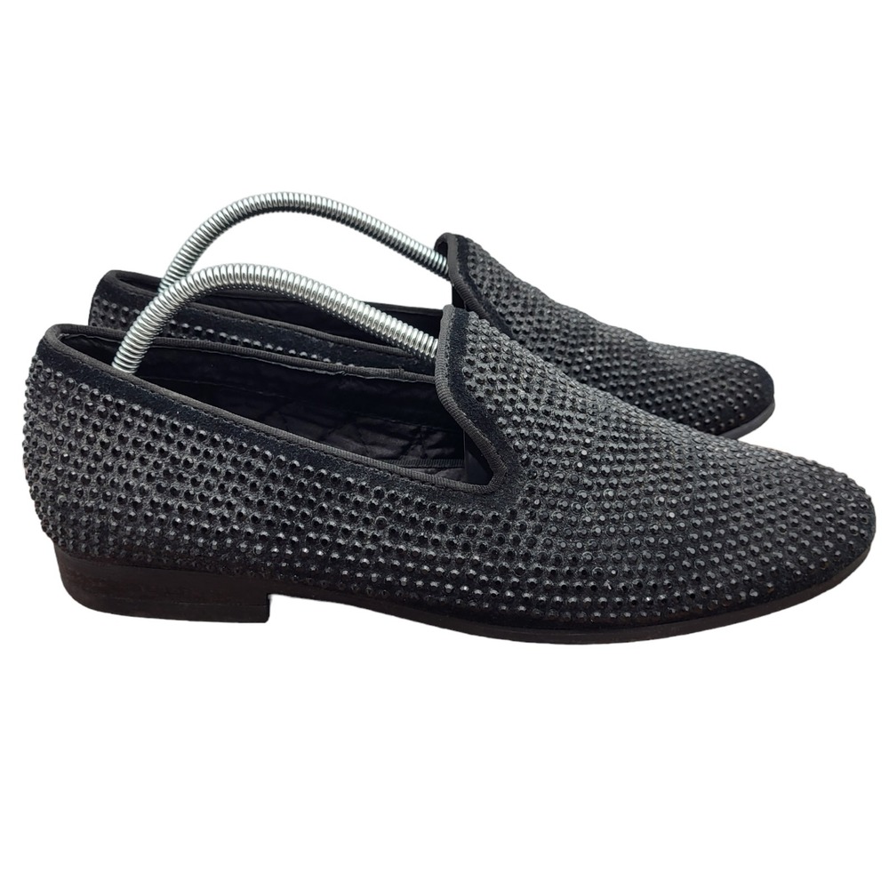 Steve Madden‎  Loafers Mens Size 10.5 Black Rhinestone Studded Shoes Caviarr